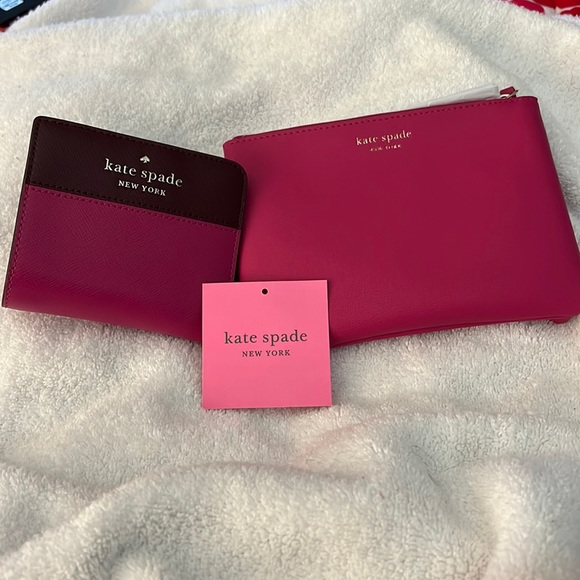 New KateSpade Color-block Fold wallet and wristlet